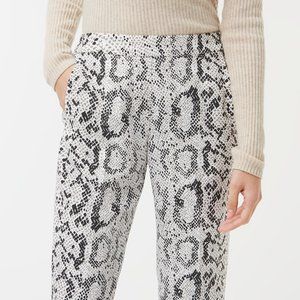 J. Crew Black and White Snake Print Straight Leg Pants